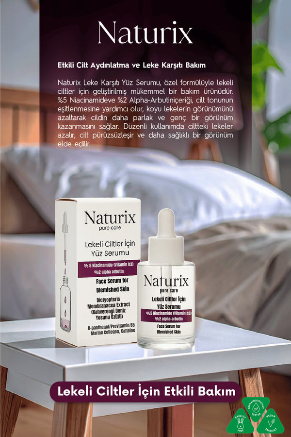 Leke Karşıtı Yüz Serumu | %5 Niacinamide & %2 Alpha-Arbutin | Lekeli Ciltler İçin Etkili Bakım 30ml