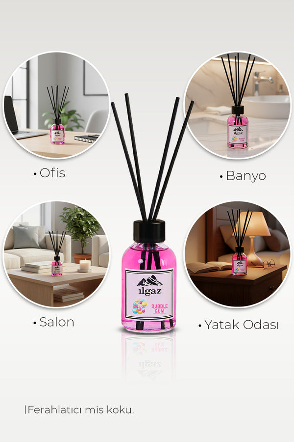 Sakız Bambu Çubuklu Oda Kokusu 110 ml | Red Diffuser Bubble Gum Ortam Kokusu