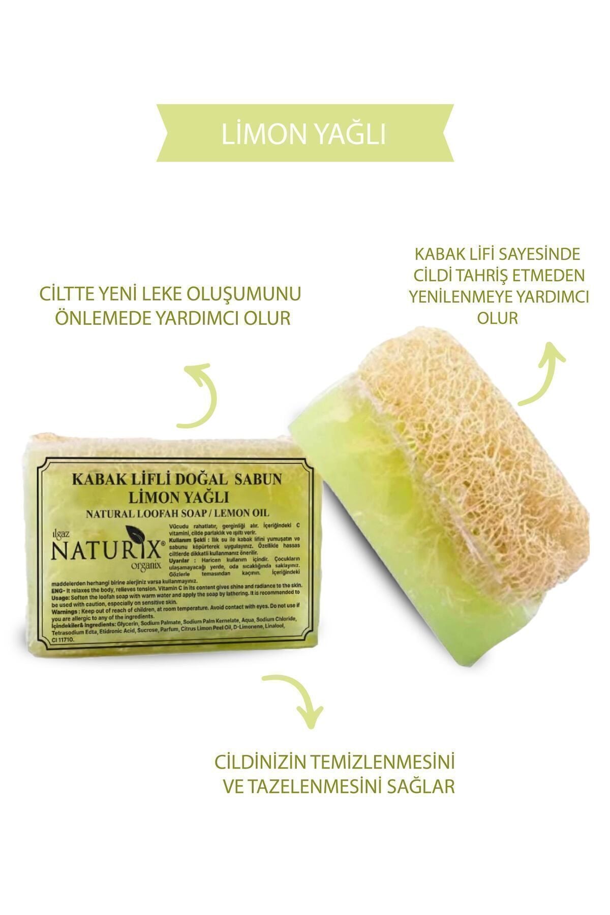 Kabak Lifli Limon Yağlı Sabun 130 gr | Karşıtı, Peeling Etkili Ve Doğal Nemlendirici