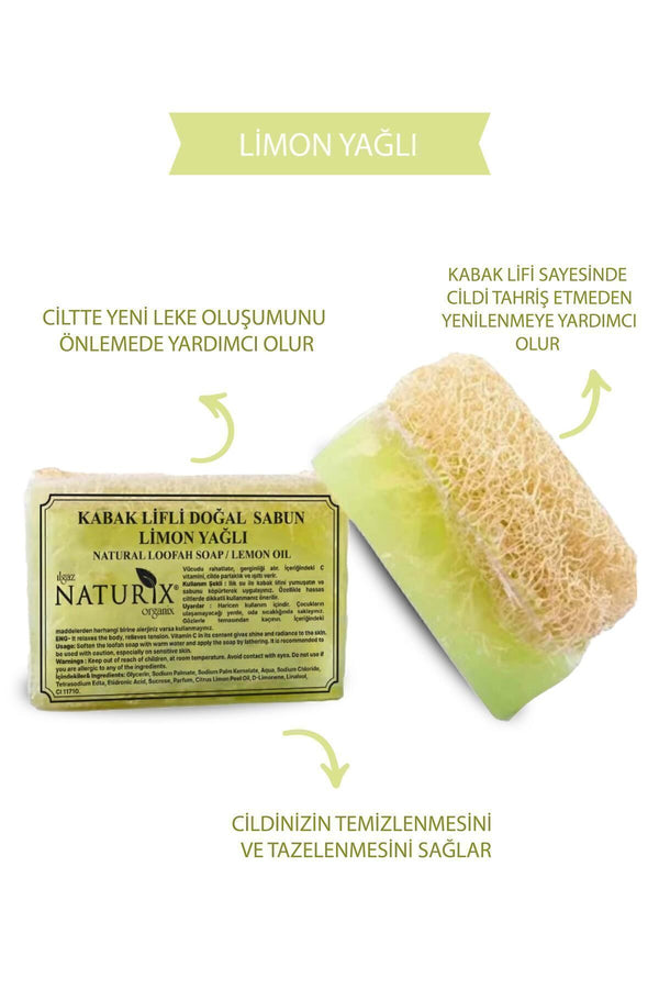 Kabak Lifli Limon Yağlı Sabun 130 gr | Karşıtı, Peeling Etkili Ve Doğal Nemlendirici