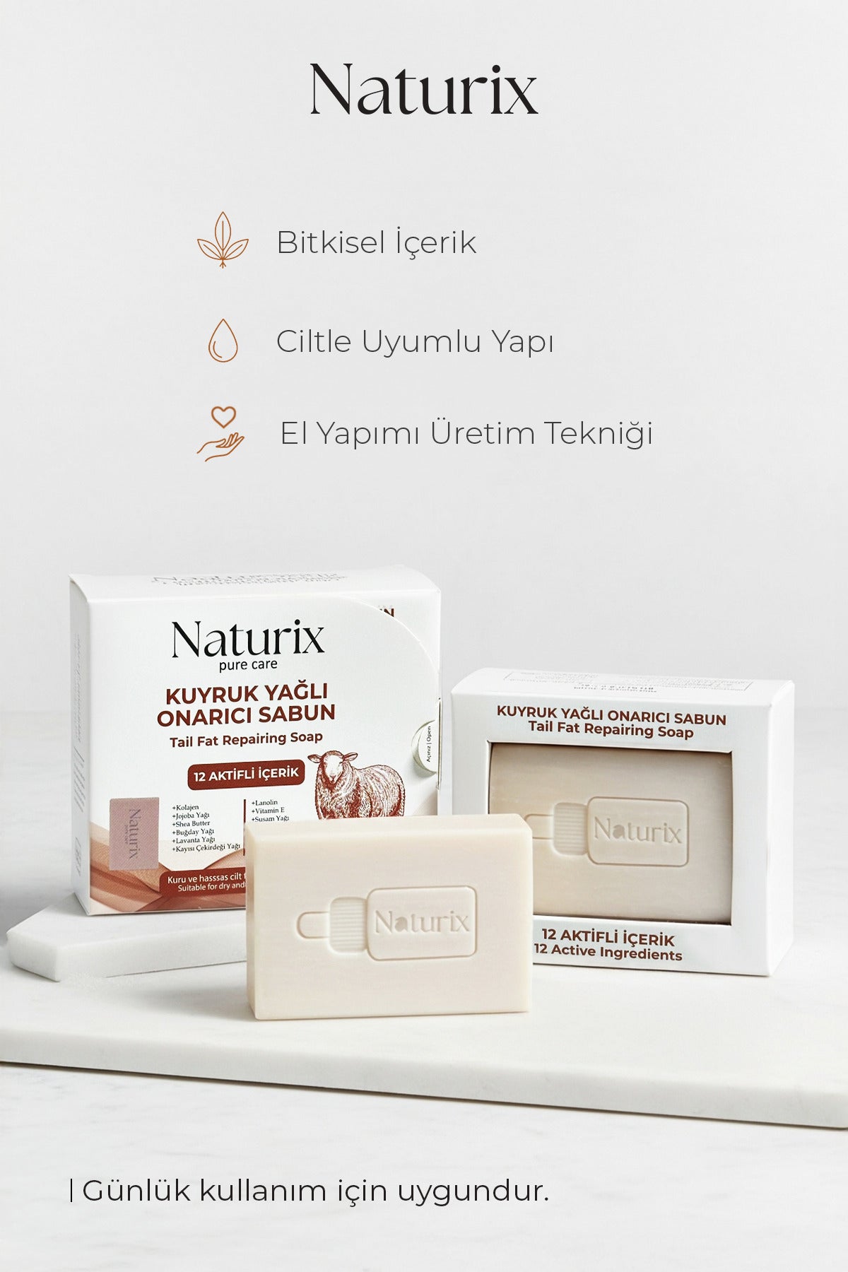 Kuyruk Yağlı Onarıcı Sabun 100 gr | 12 Doğal Aktifli İçerik Nemlendirici ve Besleyici Etki