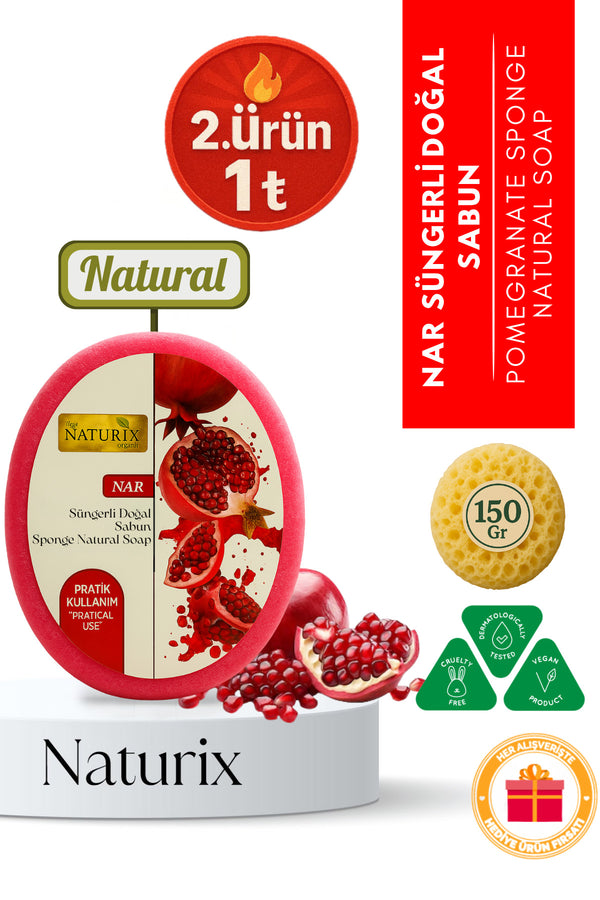 Nar Süngerli Sabun 150 gr | Antioksidan Ve Anti-aging Etkili Doğal Sabun