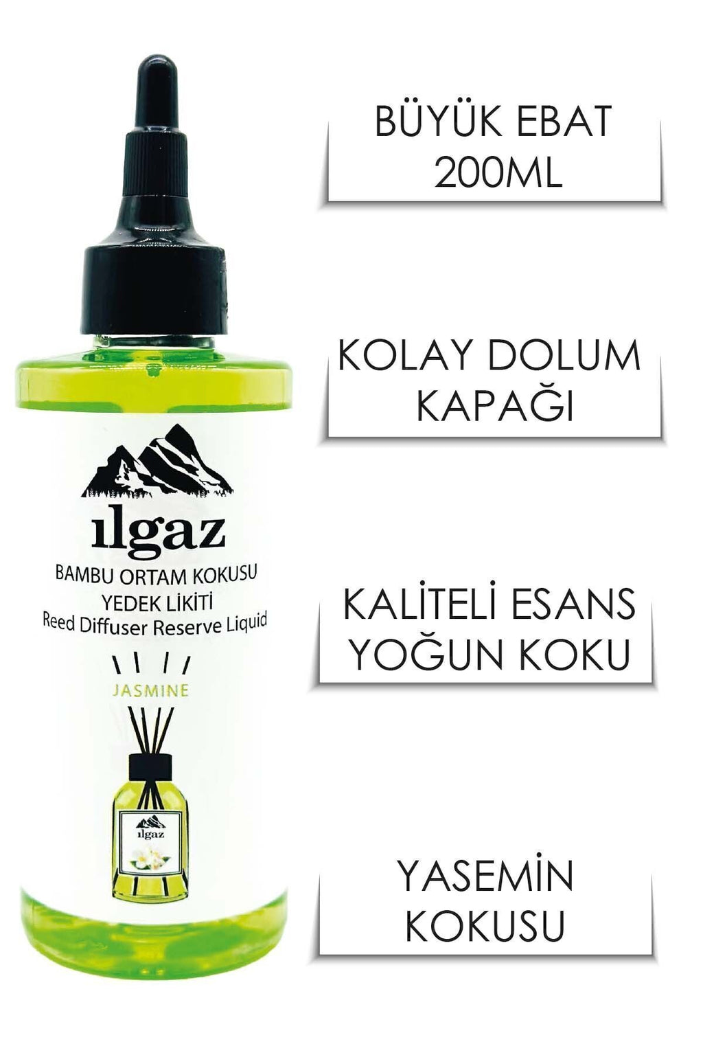 Yasemin Bambu Yedek Likit Bambu Oda Kokusu Yedek Şişe Jasmine Çubuklu Oda Kokusu Kolay Kullanım200ml