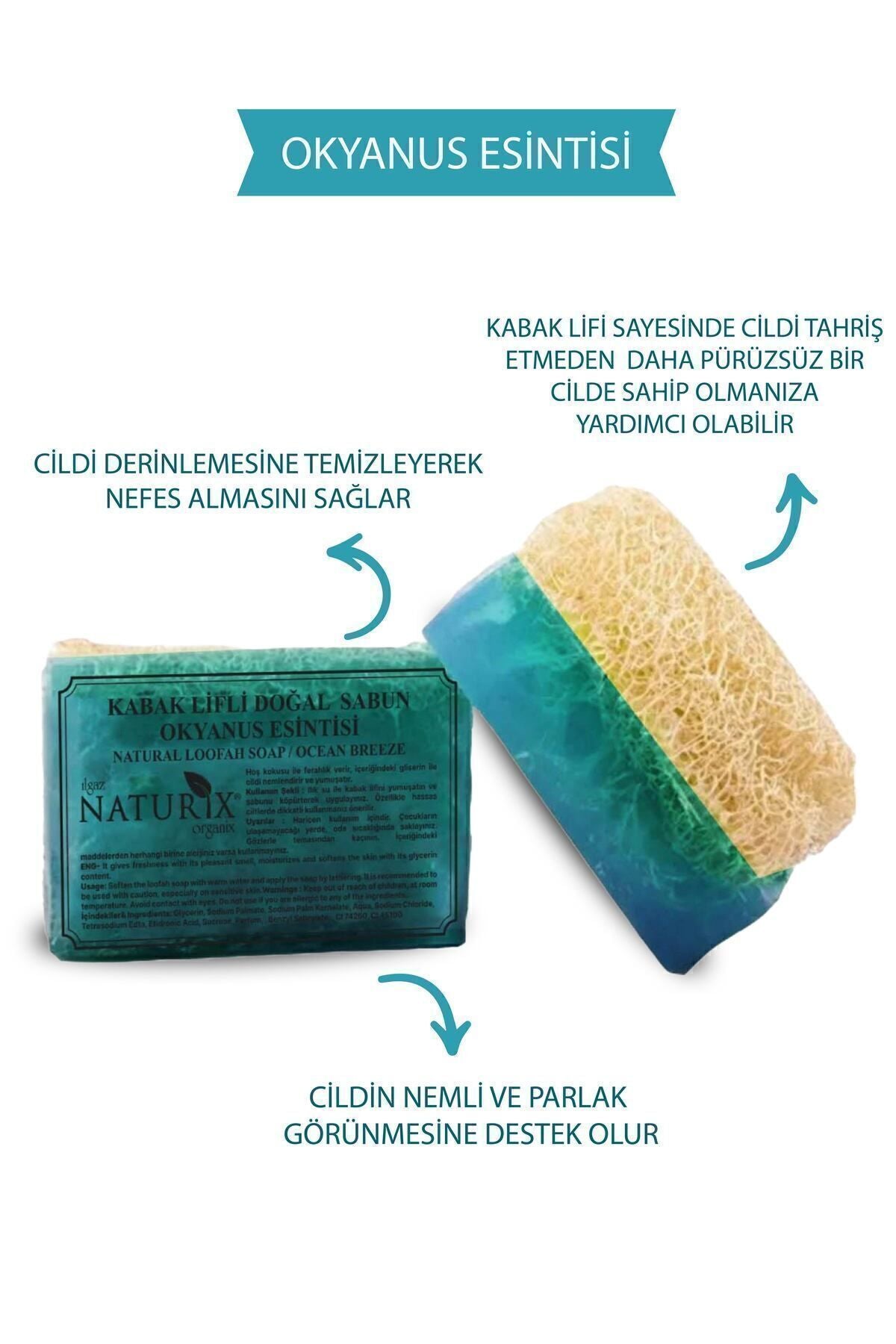 Kabak Lifli Okyanus Esintisi Sabun 130 gr | Mineralli Nemlendirici Ve Peeling Etkili Sabun