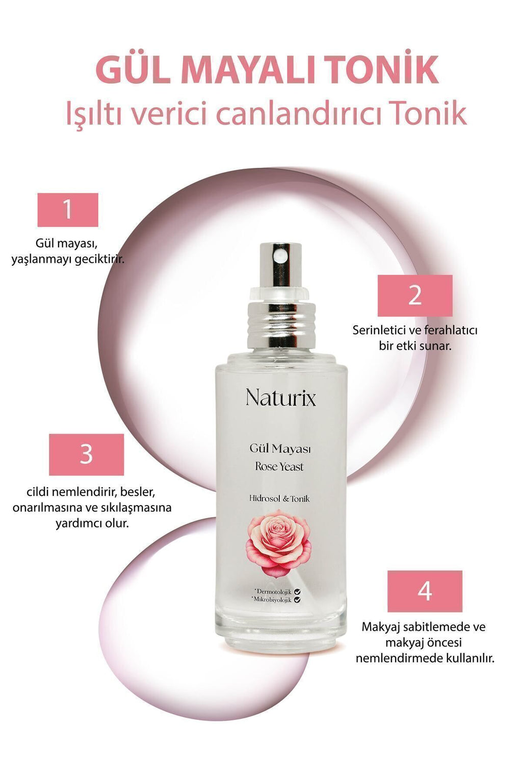 Gül Mayası Aydınlatıcı & Gözenek Sıkılaştırıcı Tonik 100 ml Cilt Bakımı Yüz Tonik