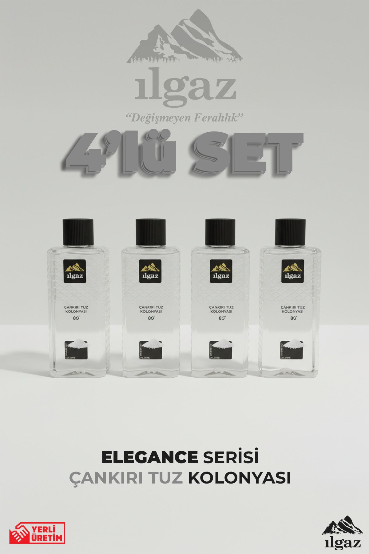 Çankırı Tuz Kolonyası 4'lü Set 80 Derece 400 ml | Elegance Series