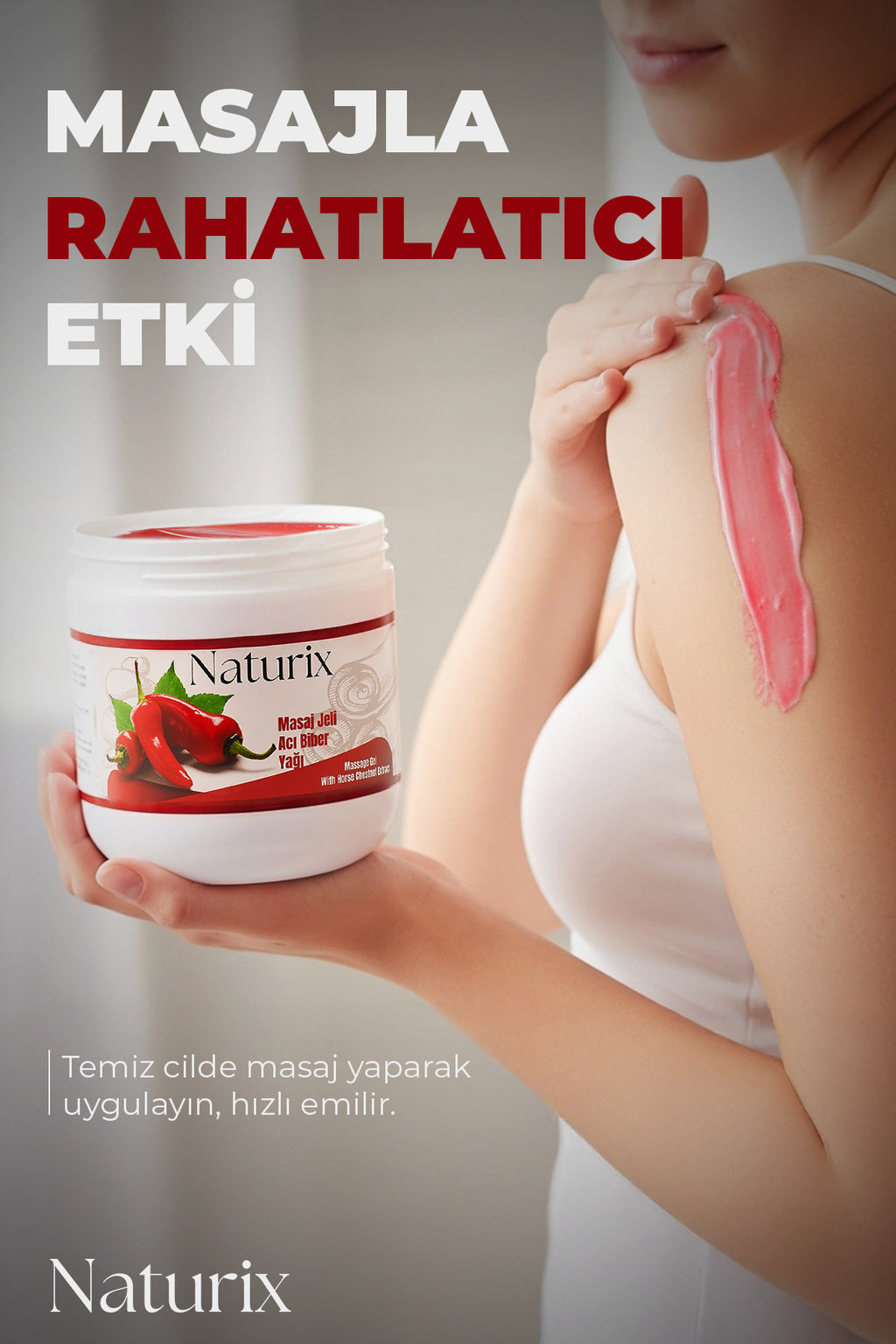 Paprika & Chili Biber Masaj Jeli 500 ml – Isıtıcı ve Rahatlatıcı Etki – Bitkisel Formül