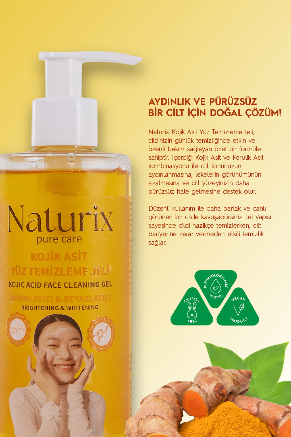 Kojik Asit Yüz Temizleme Jeli - Aydınlatıcı, Beyazlatıcı Ve Gözenek Arındırıcı Etkili Jel 250 ml
