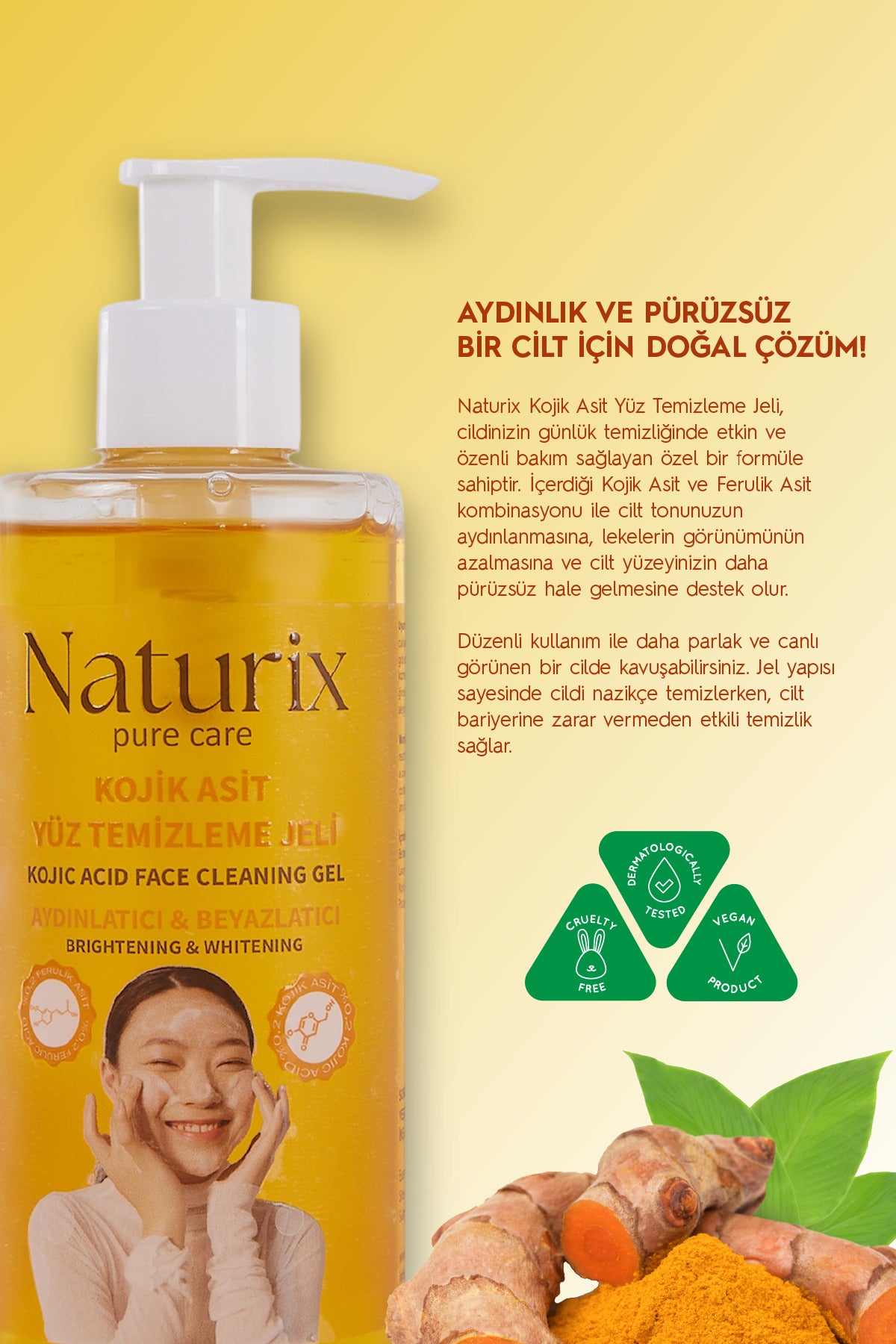 Kojik Asit Yüz Temizleme Jeli - Aydınlatıcı, Beyazlatıcı Ve Gözenek Arındırıcı Etkili Jel 250 ml