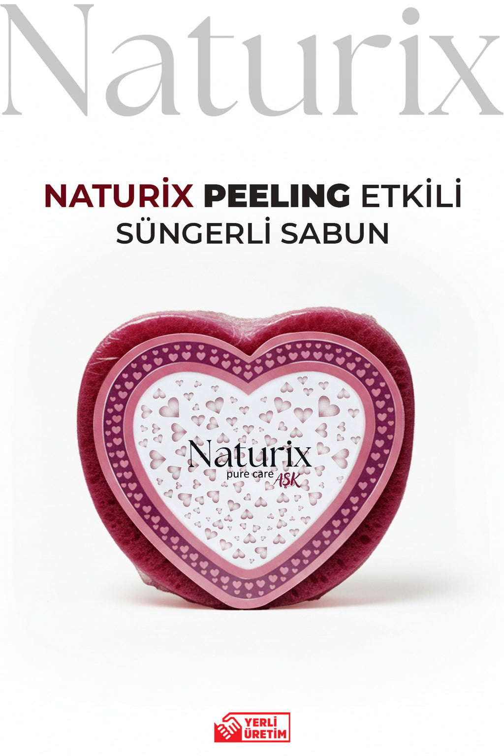 Kalp Şekilli Süngerli Sabun 130 gr | Peeling Etkili Sabun