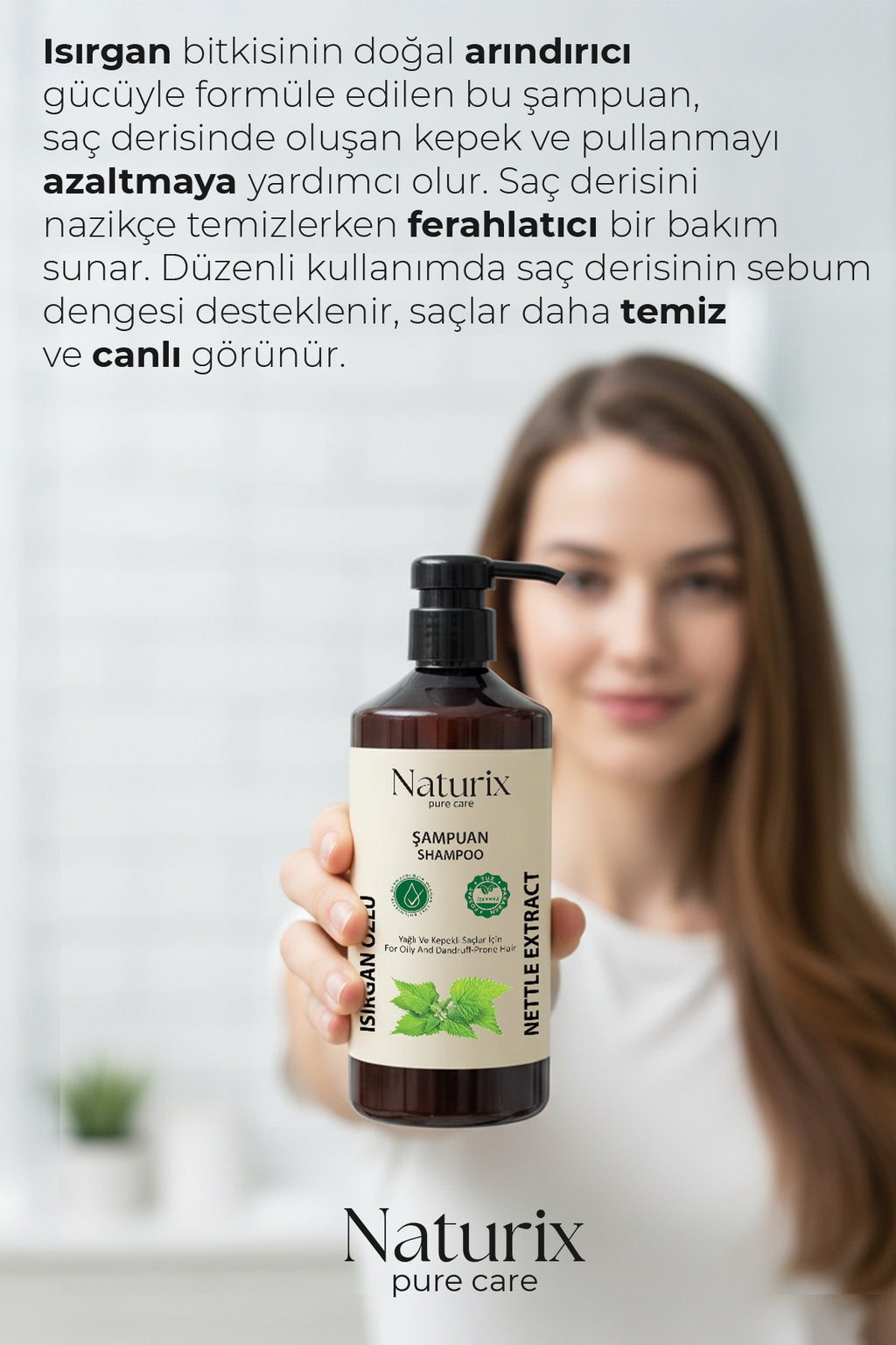 Kepeğe Karşı Tuzsuz Isırgan Otu Şampuanı Paraben Ve Fosfat Içermeyen Saç Bakımı - 600 ml