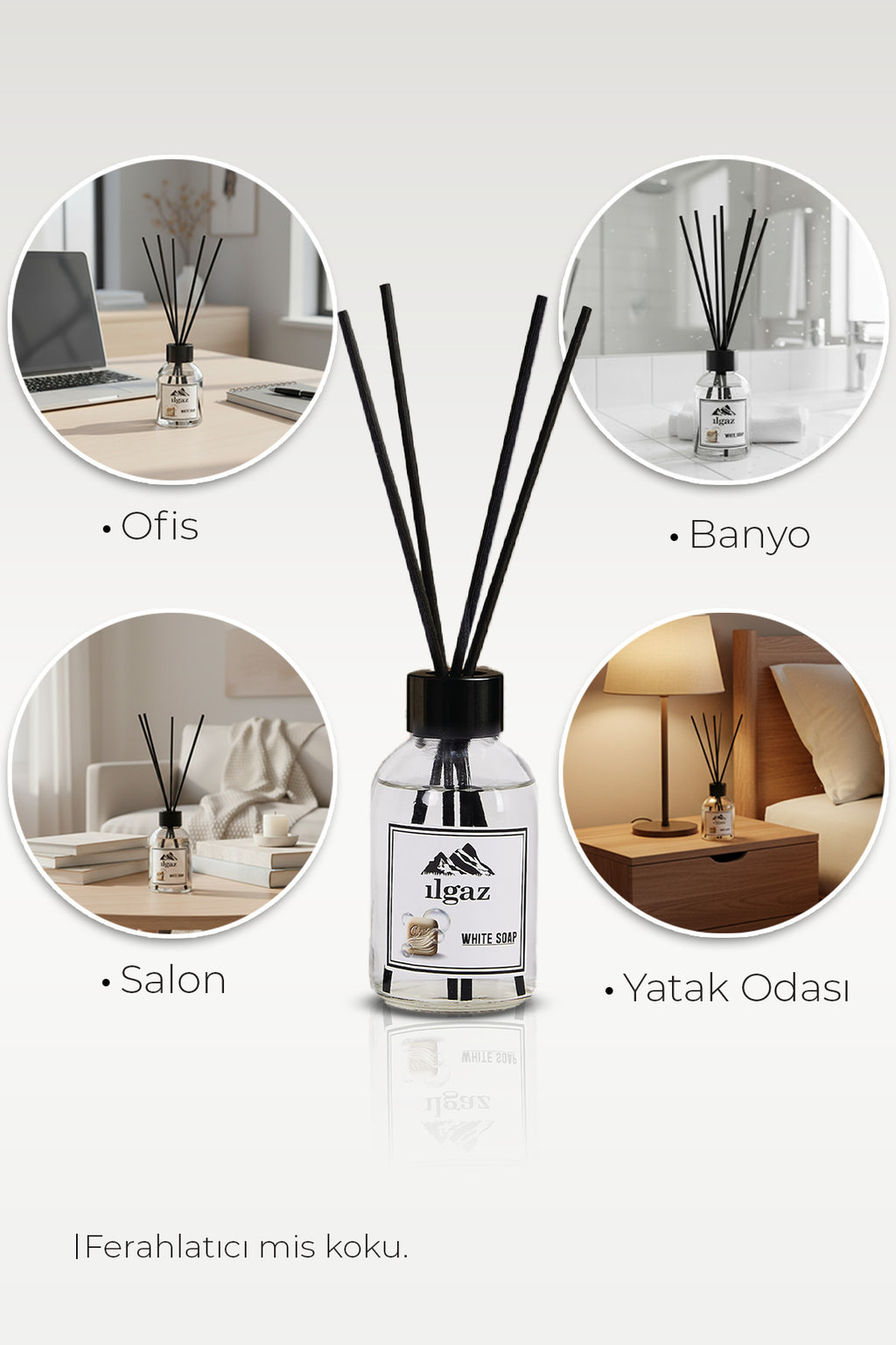 Beyaz Sabun Çubuklu Oda Kokusu 110 Ml White Soap Parfum Ferahlatıcı Ortam Kokusu Kalıcı Parfümlü