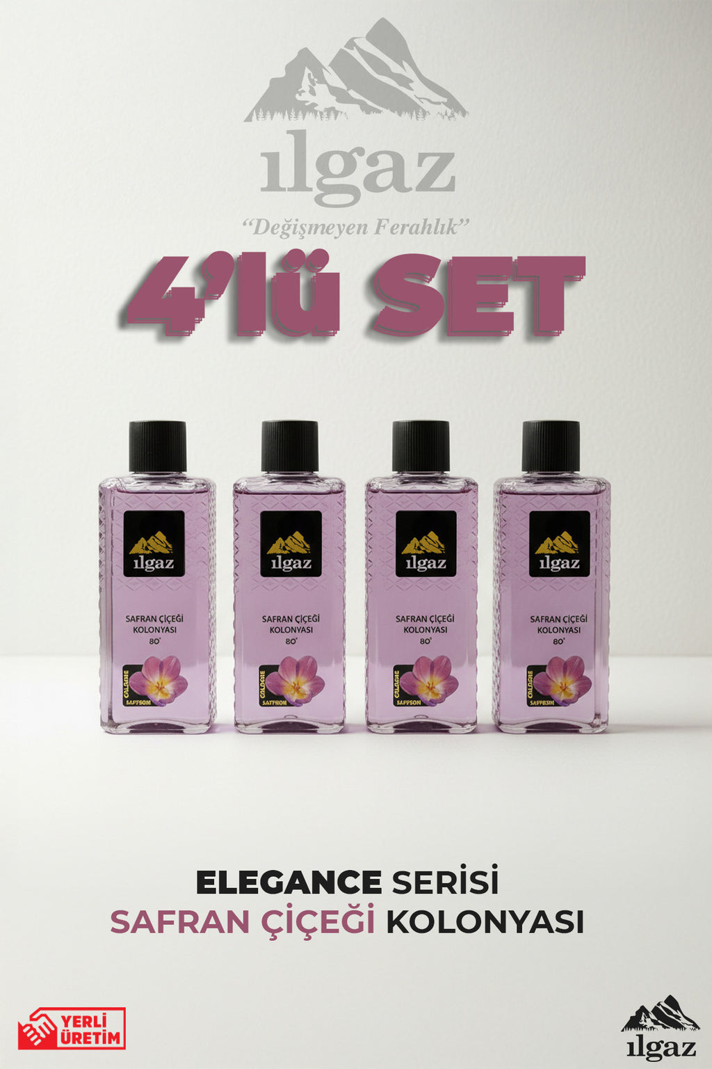 Safran Çiçeği Kolonyası 4'lü Set 80 Derece 400 ml | Elegance Series