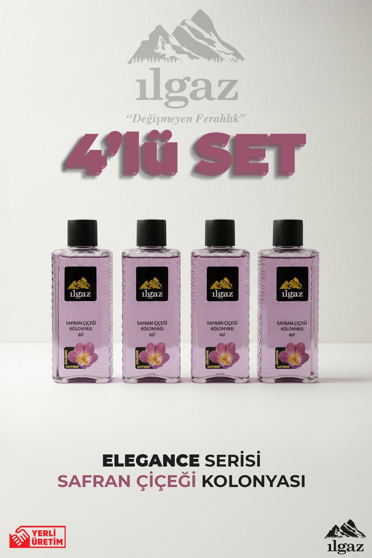 Safran Çiçeği Kolonyası 4'lü Set 80 Derece 400 ml | Elegance Series