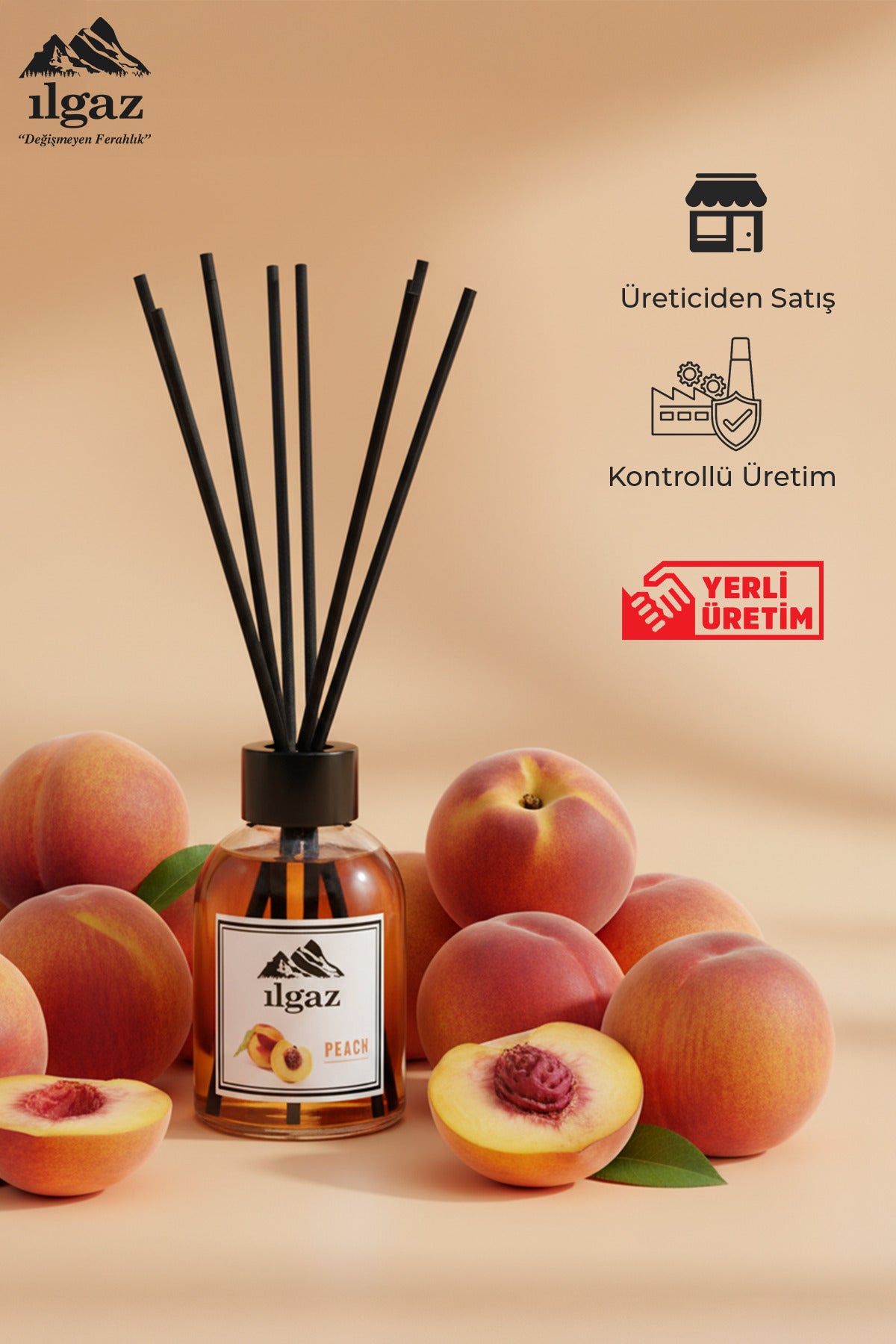 Şeftali Bambu Çubuklu Oda Kokusu 110 ml | Red Diffuser Peach Meyveli Ortam Kokusu