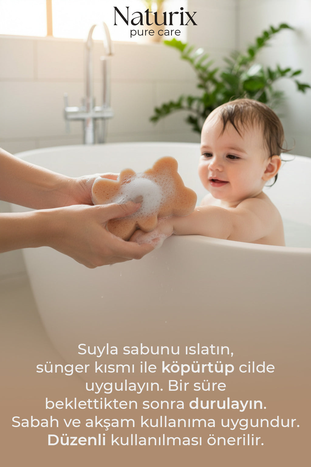 Ayıcık Şekilli Kahverengi Süngerli Çocuk Sabunu 130Gr