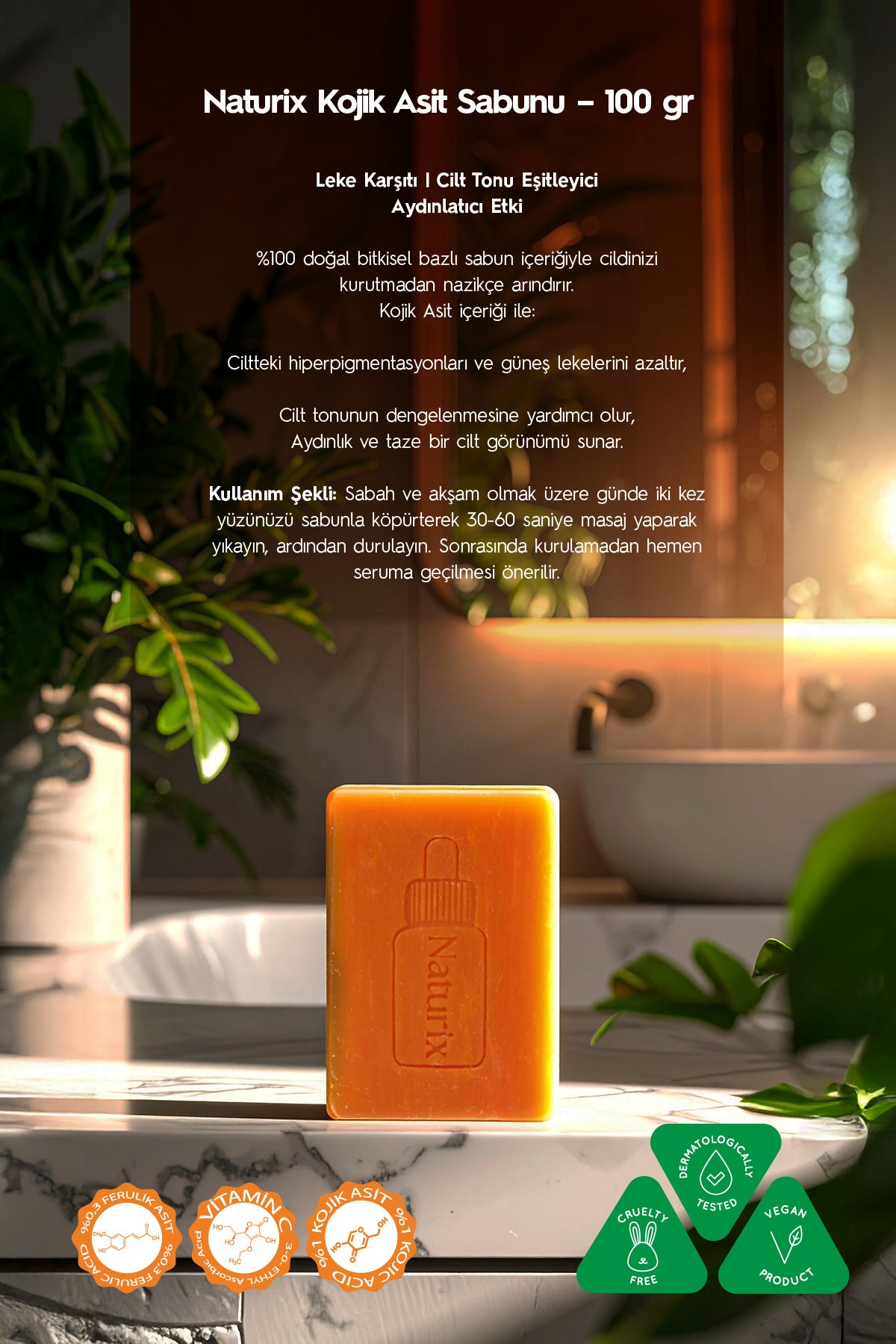 Kojik Asitli 3'lü Leke Karşıtı Cilt Bakım Seti | Sabun 100 gr + Serum 30ml + Krem 50 ml