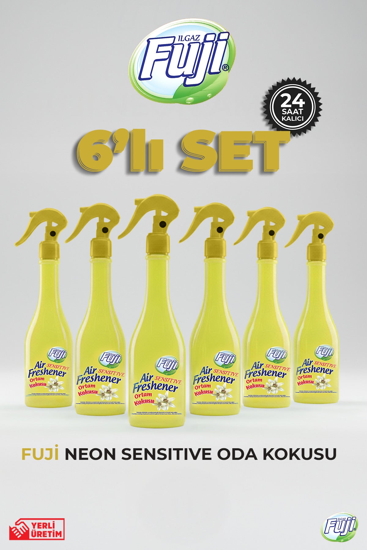Sensitive Oda Spreyi 400 ml - 6'lı Eko Paket | Air Freshener Neon Beyaz Zambak Oda Kokusu