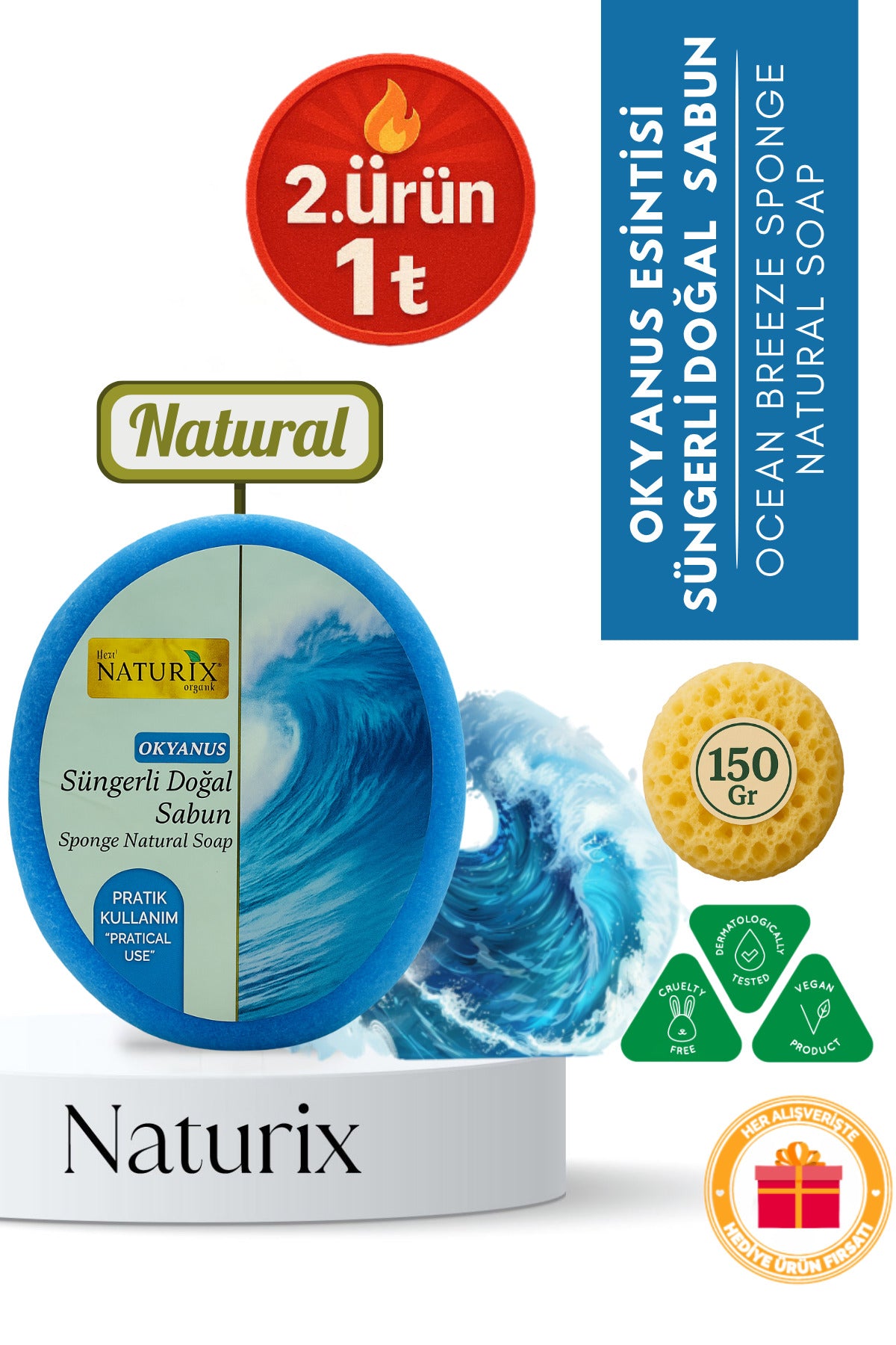 Okyanus Süngerli Sabun 150 gr | Peeling Etkili Arındırıcı Sabun
