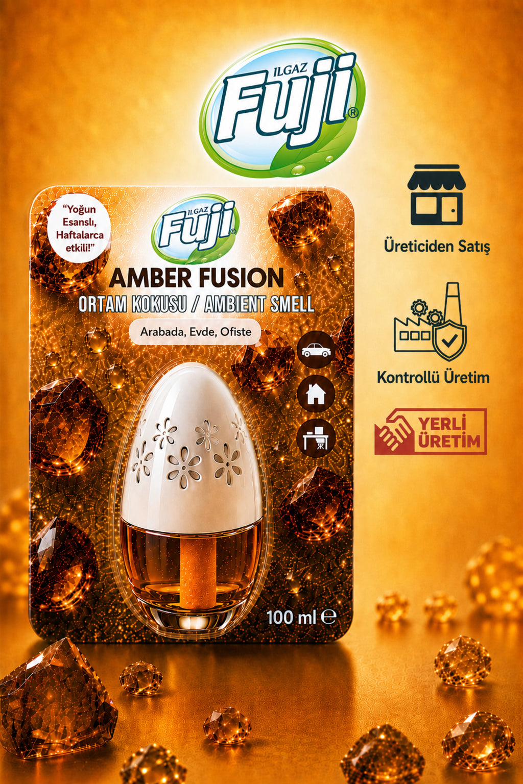 Amber Araç, WC, Oda ve Ortam Kokusu 100 ml | Amber Fusion Kalıcı Kavanoz Koku