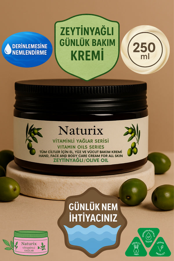 Zeytinyağlı Özlü El, Yüz Ve Vücut Bakım Kremi 250 ml | Vitaminli Yağlar Serisi - Yoğun Nem Terapisi