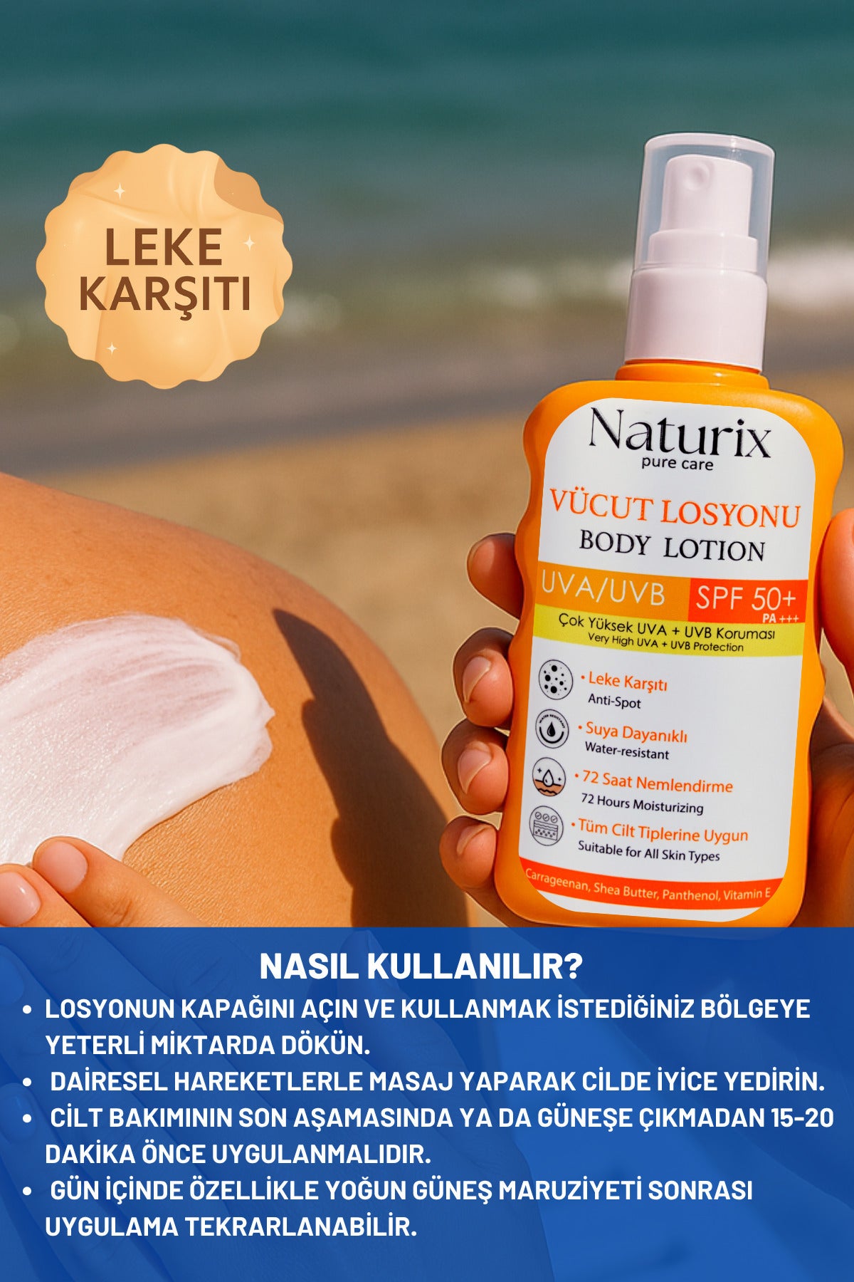 Vücut Losyonu Spf 50 Pa | Uva/uvb Güneş Koruması, 72 Saat Nem, Leke Karşıtı Etki - 200ml