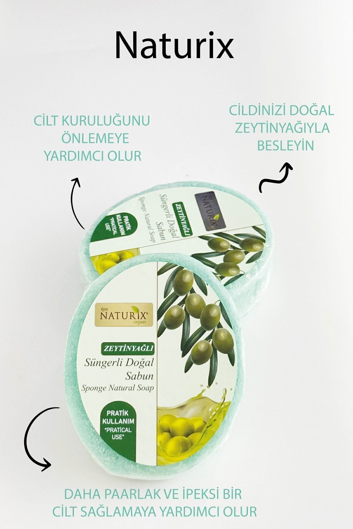 Zeytinyağlı Süngerli Sabun 150 gr | Doğal Nemlendirici Ve Arındırıcı Cilt Bakımı