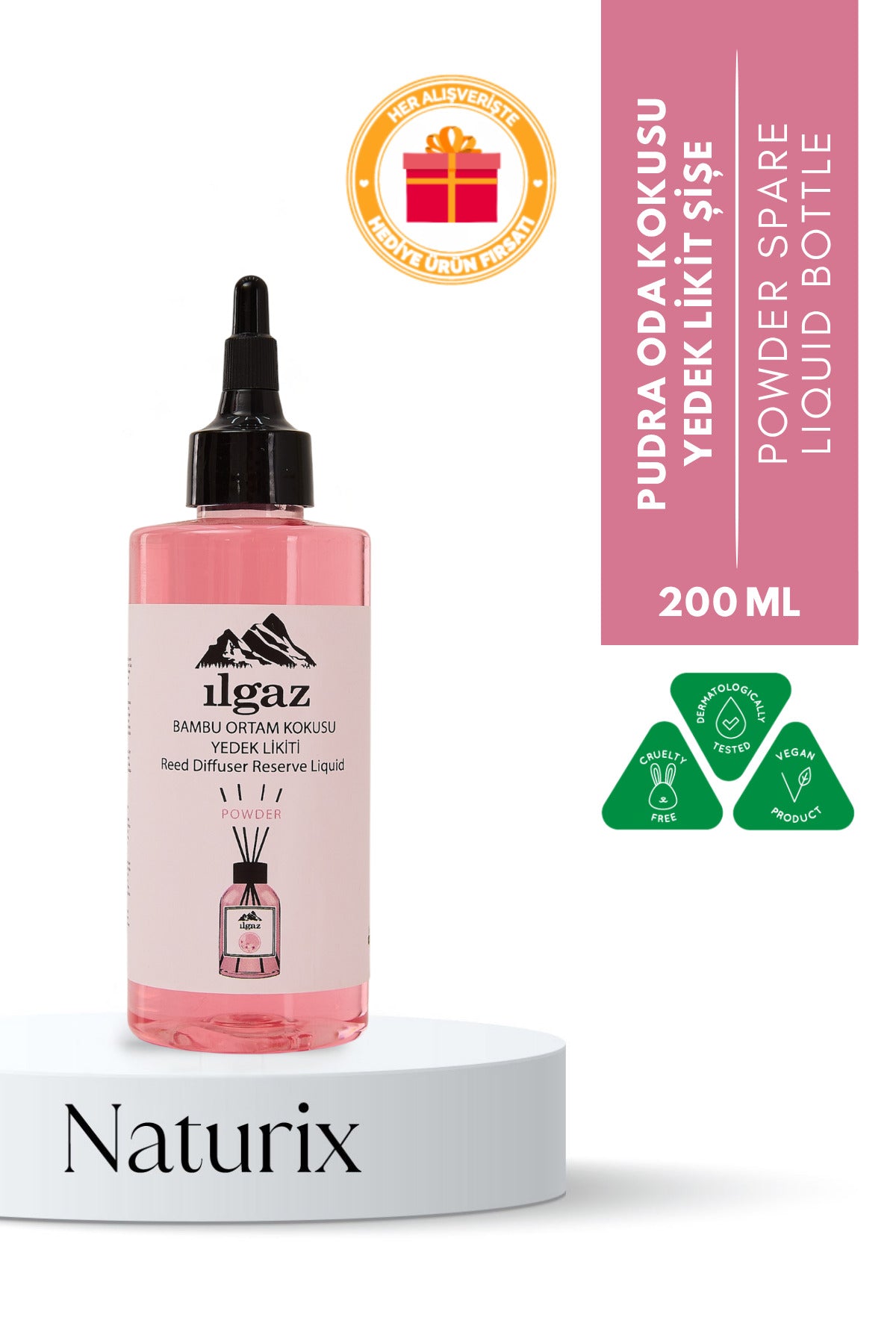 Pudra Bambu Yedek Likit Bambu Oda Kokusu Yedek Şişe Powder Çubuklu Oda Kokusu Kolay Kullanım 200ml