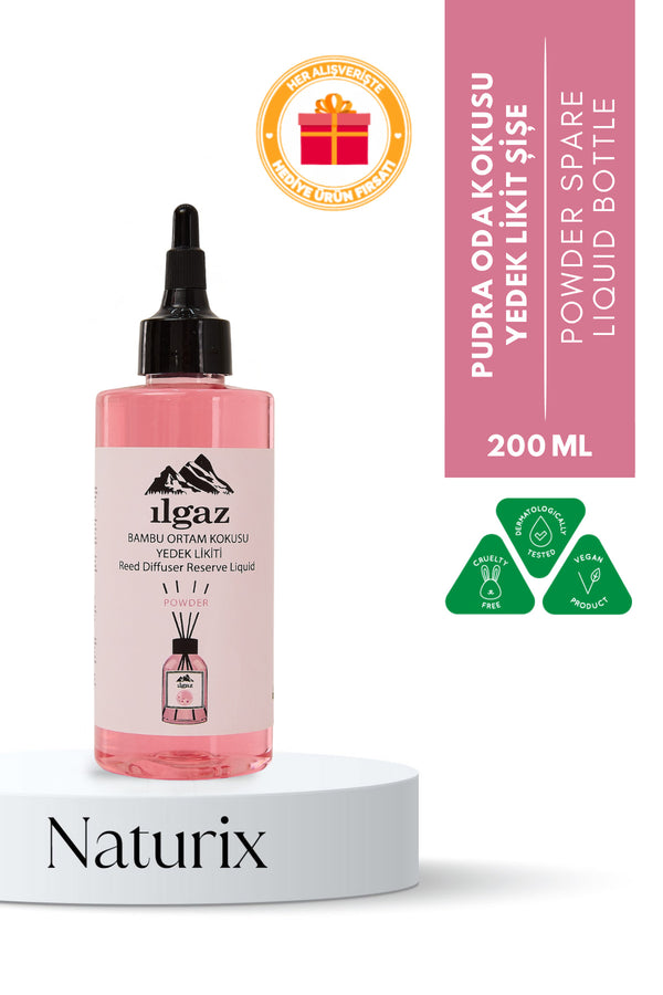 Pudra Bambu Yedek Likit Bambu Oda Kokusu Yedek Şişe Powder Çubuklu Oda Kokusu Kolay Kullanım 200ml