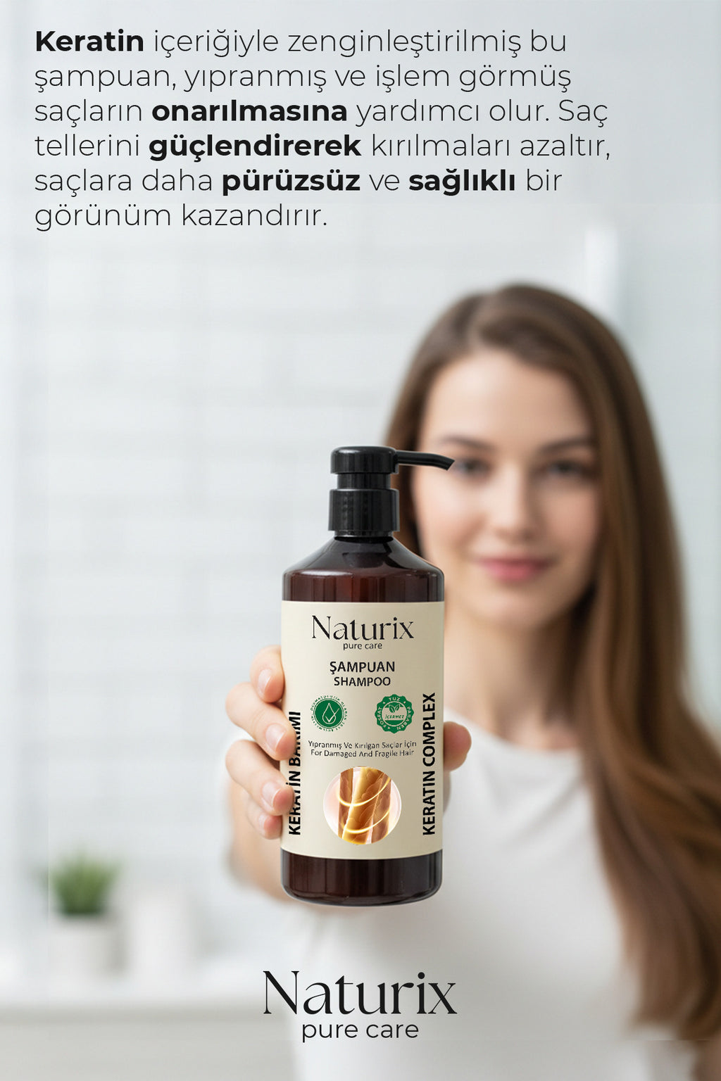 Keratin Şampuanı - Yıpranmış Saçlar Için Paraben, Tuz Içermeyen Keratinli Şampuan 600ml