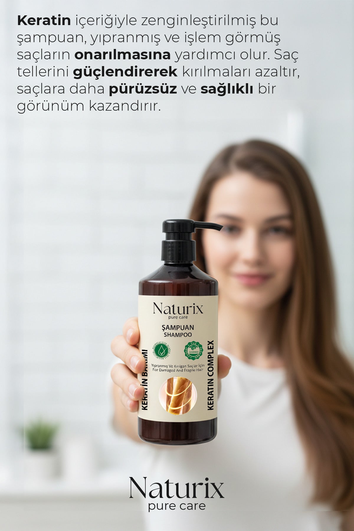 Keratin Şampuanı - Yıpranmış Saçlar Için Paraben, Tuz Içermeyen Keratinli Şampuan 600ml