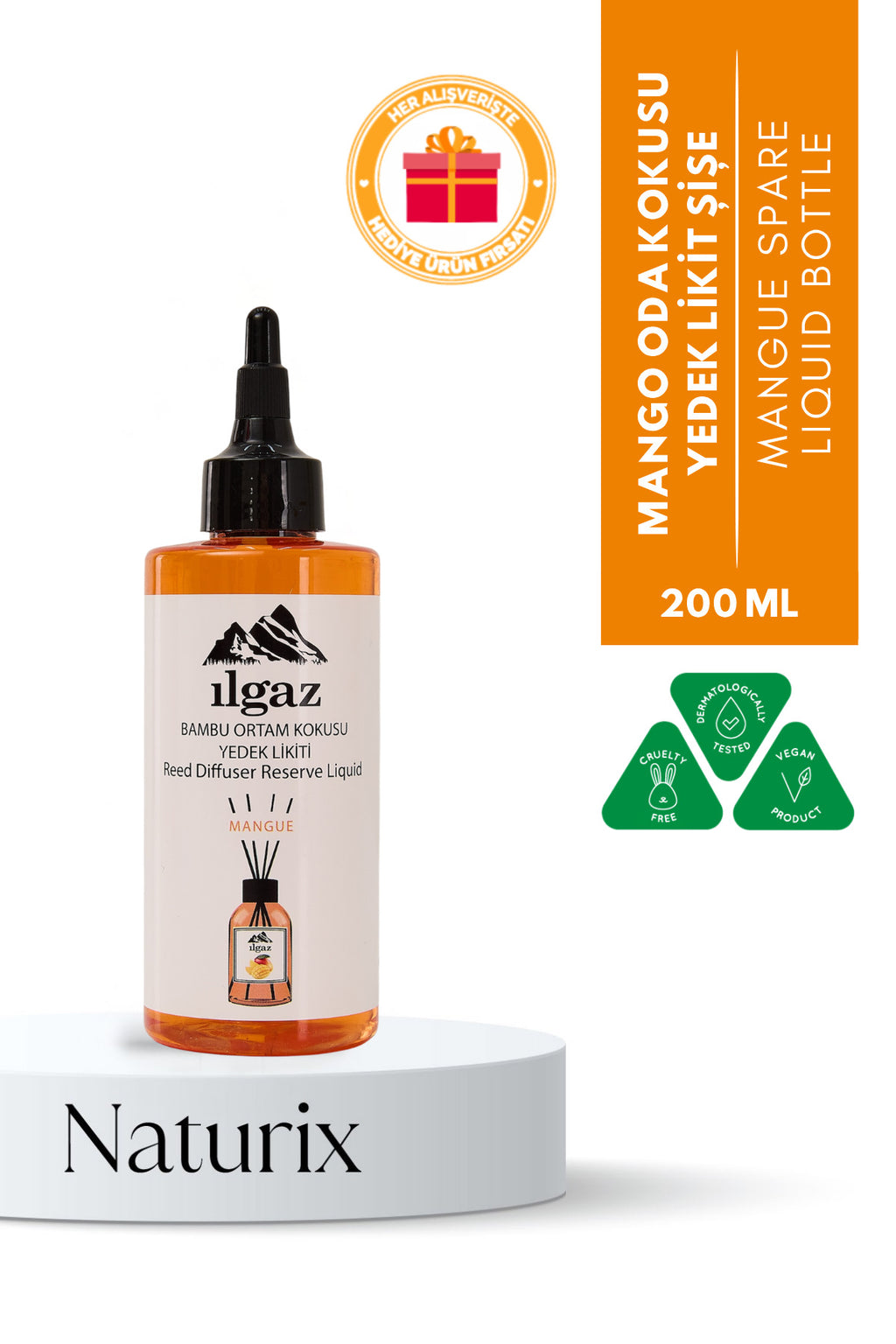 Mango Bambu Yedek Likit Bambu Oda Kokusu Yedek Şişe Mango Çubuklu Oda Kokusu Kolay Kullanım 200ml
