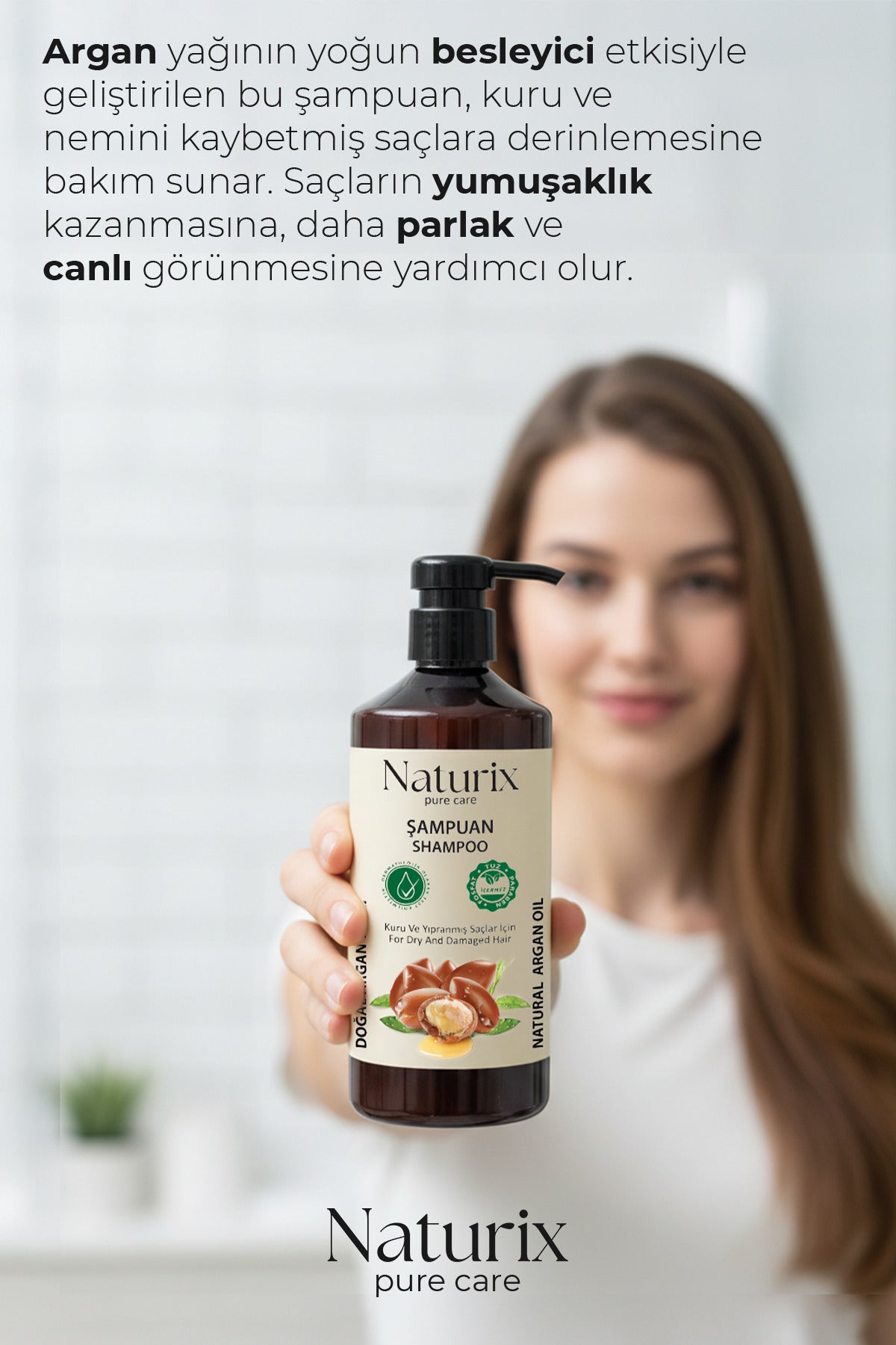 Argan Yağlı Şampuan 600 ml – Yıpranmış Saçlar Için Doğal Bakım Ve Nemlendirme