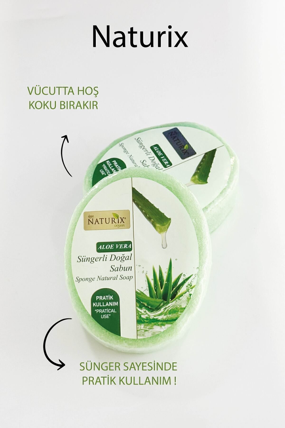 Aloe Vera Süngerli Sabun 150 gr | Kuru Ciltler Için Nemlendirici Ve Kurutucu