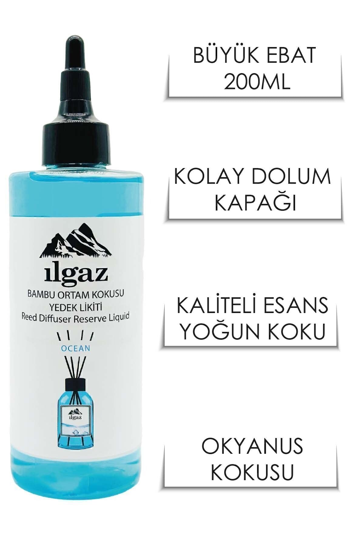 Okyanus Esintisi Yedek Likit Şişe Oda Kokusu 200 ml | Kalıcı Ve Ferah Bambu Çubuklu Oda Parfümü