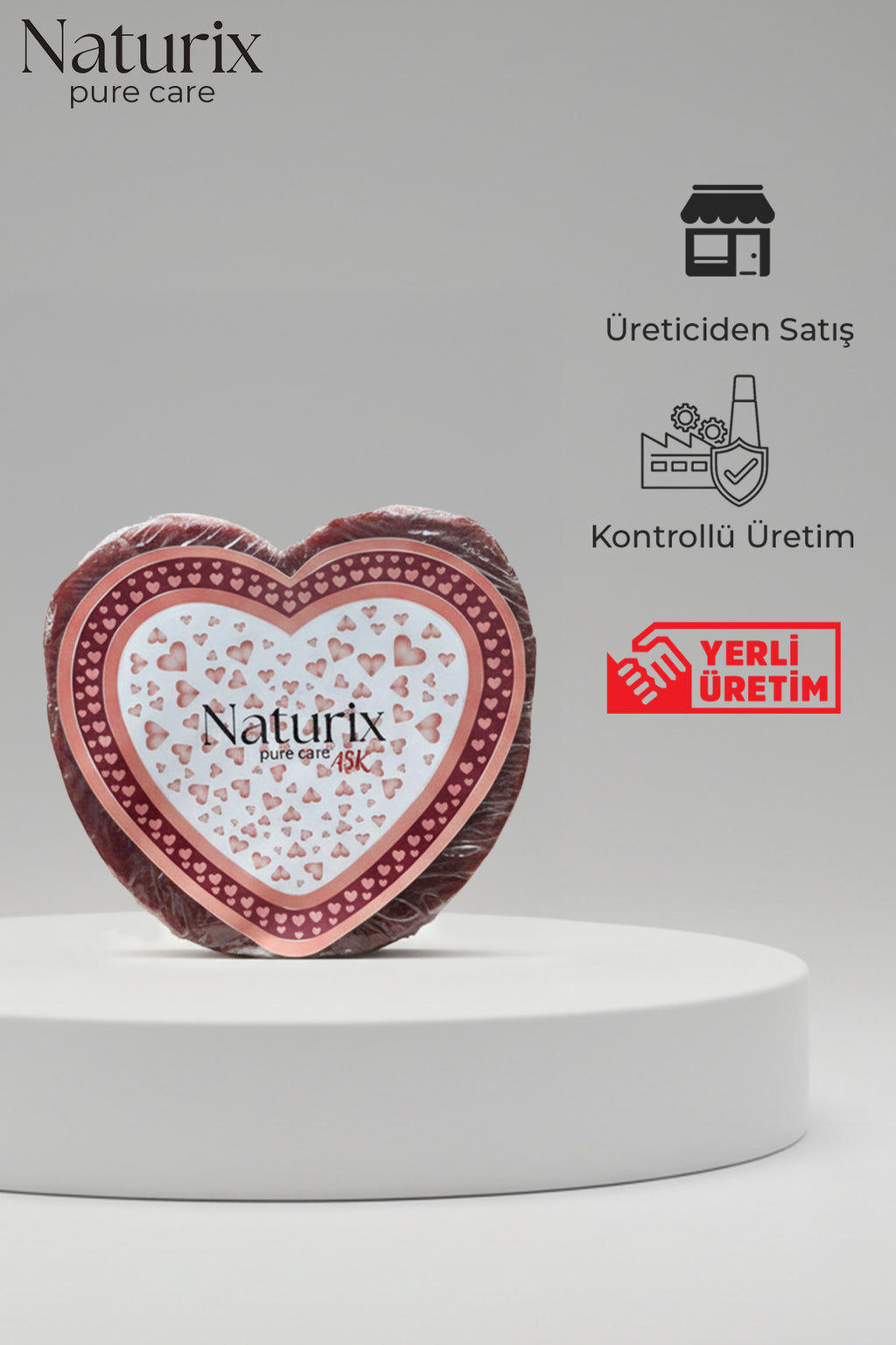 Kalp Şekilli Süngerli Sabun 130 gr | Peeling Etkili Sabun