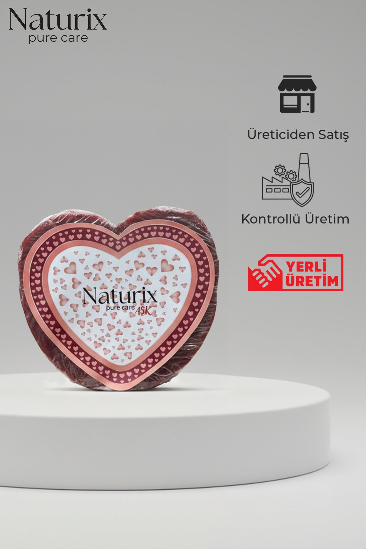 Kalp Şekilli Süngerli Sabun 130 gr | Peeling Etkili Sabun