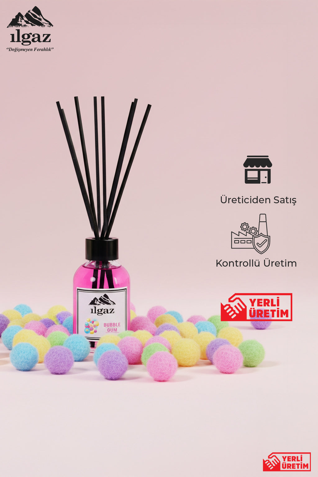 Sakız Bambu Çubuklu Oda Kokusu 110 ml | Red Diffuser Bubble Gum Ortam Kokusu