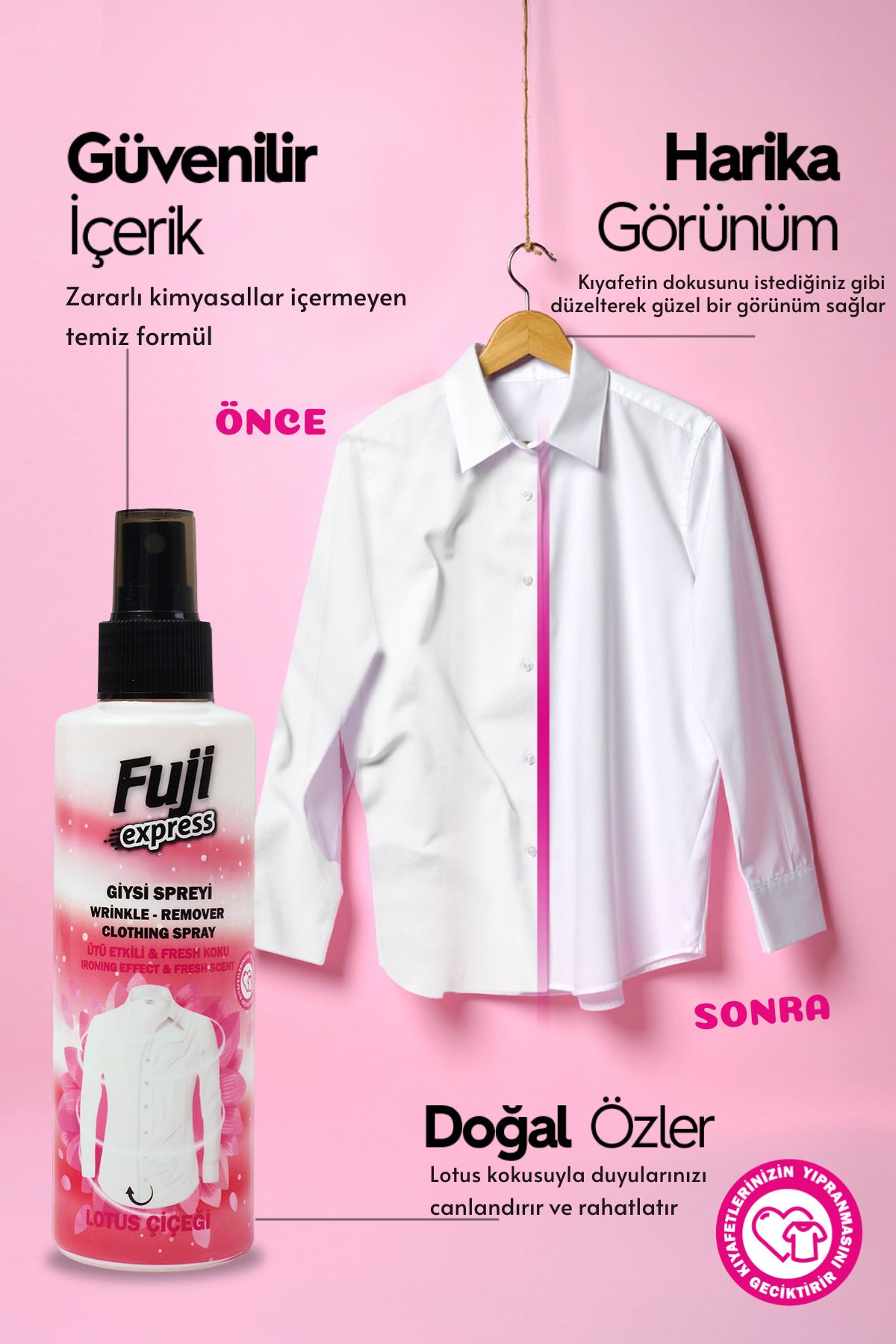 Ütü Etkili Giysi Spreyi Lotus Çiçeği Ferahlatıcı Ve Pratik Giysi Bakımı - 200 ml