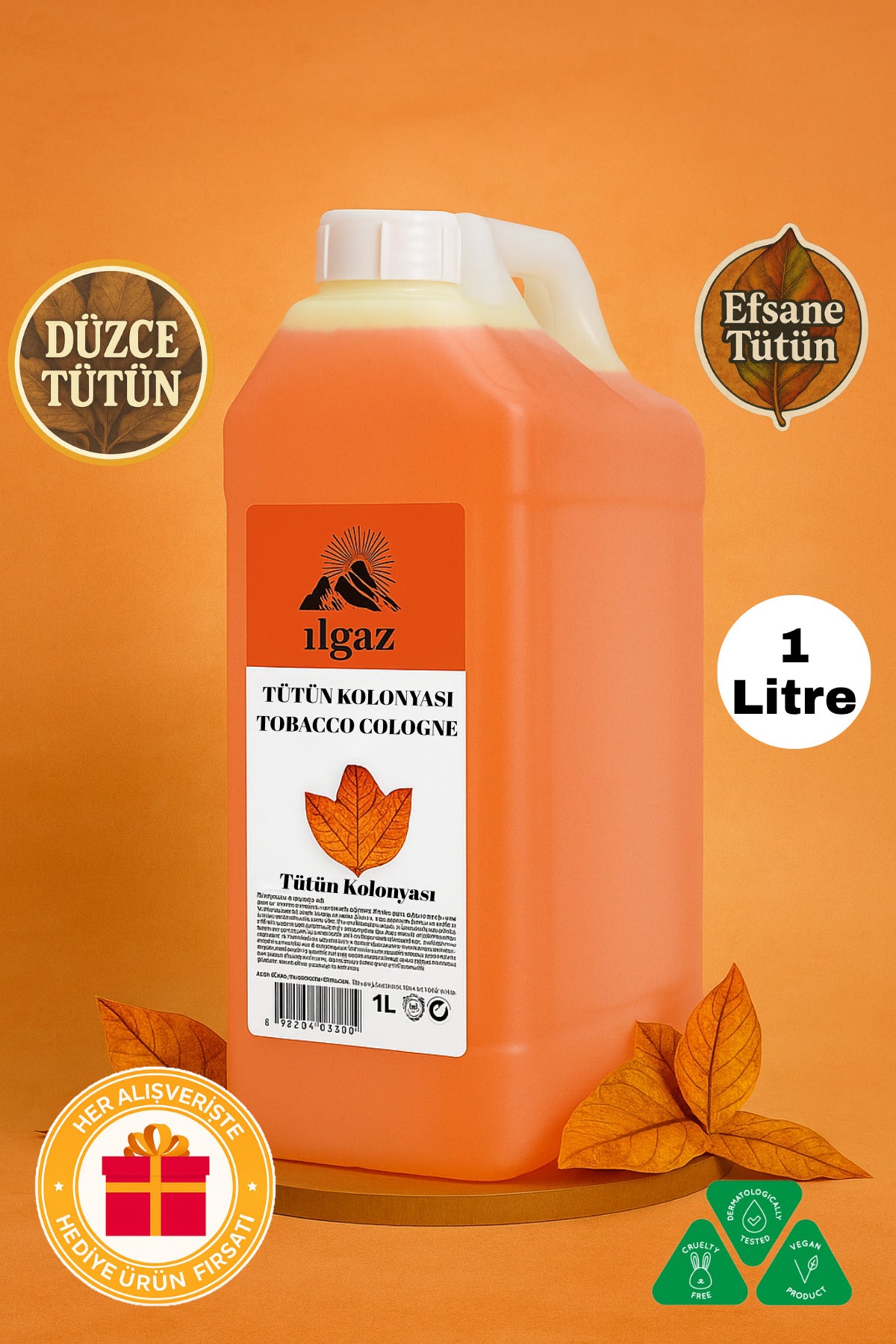 Tütün Kolonyası 60 Derece 1000 ml Bidon | Pratik Huni Kapaklı Büyük Boy Kolonya