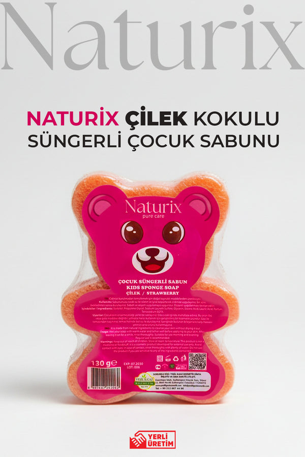 Ayıcık Şekilli Süngerli Çilekli Çocuk Sabunu Hassas Ciltler İçin Yumuşak Bakım - 150 gr