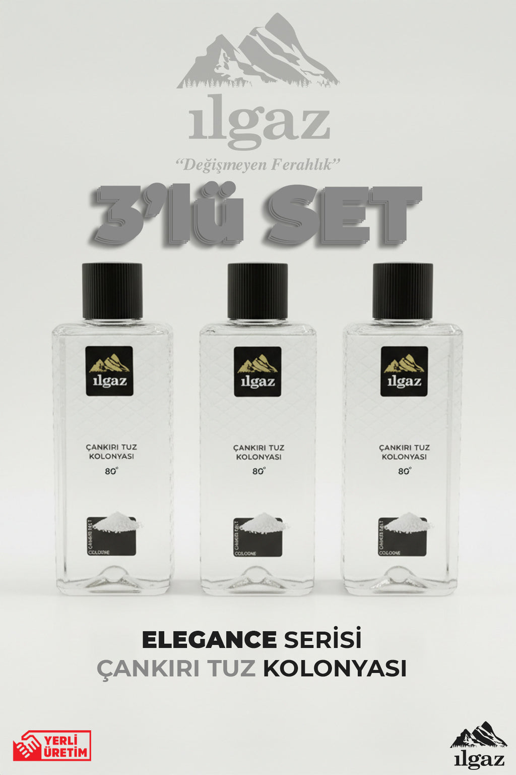 Çankırı Tuz Kolonyası 3'lü Set 80 Derece 400 ml | Elegance Series
