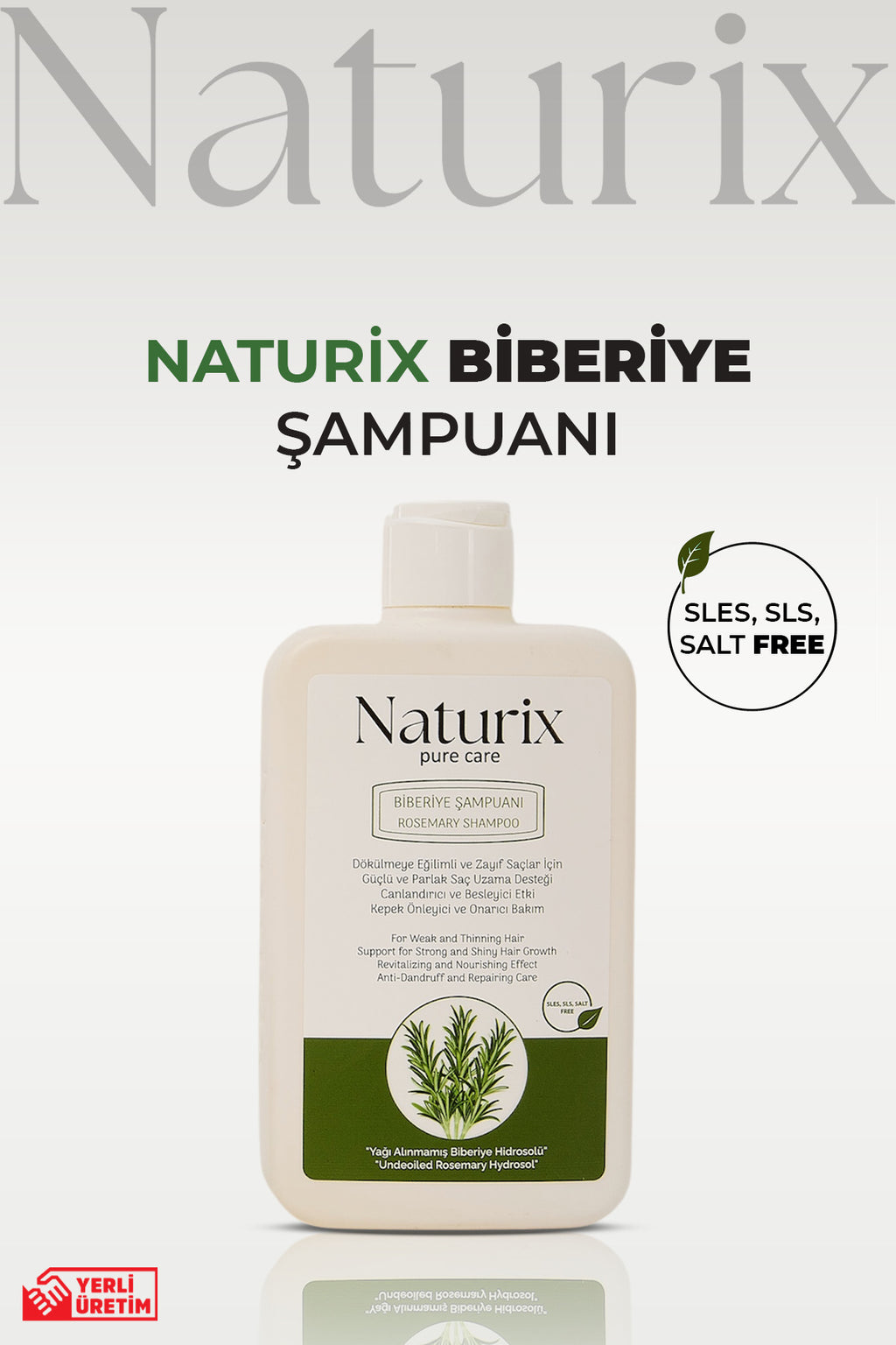 Biberiye Şampuanı | Tuzsuz, Dökülme Karşıtı ve Saç Uzamasını Destekleyici Bakım - 450 ml