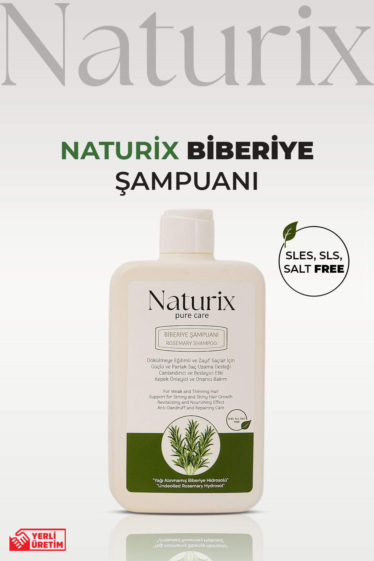 Biberiye Şampuanı | Tuzsuz, Dökülme Karşıtı ve Saç Uzamasını Destekleyici Bakım - 450 ml