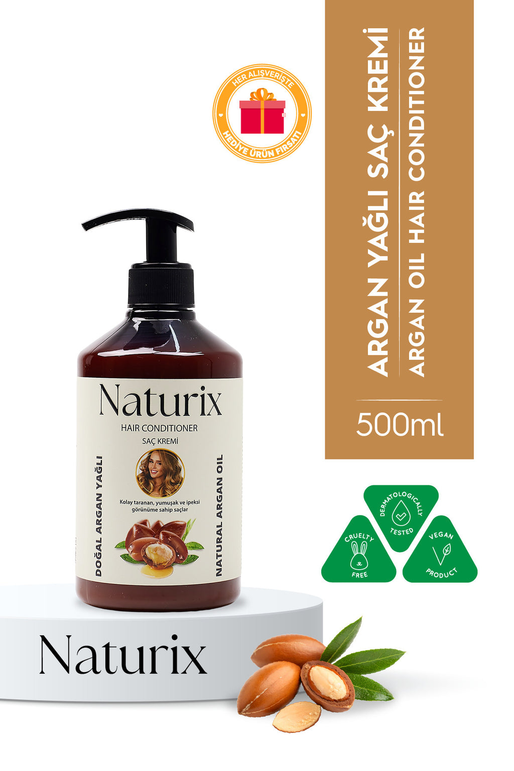 Argan Yağlı Saç Bakım Kremi | Tuzsuz, Tüm Saç Tipleri Için Onarıcı Bakım - 500 ml