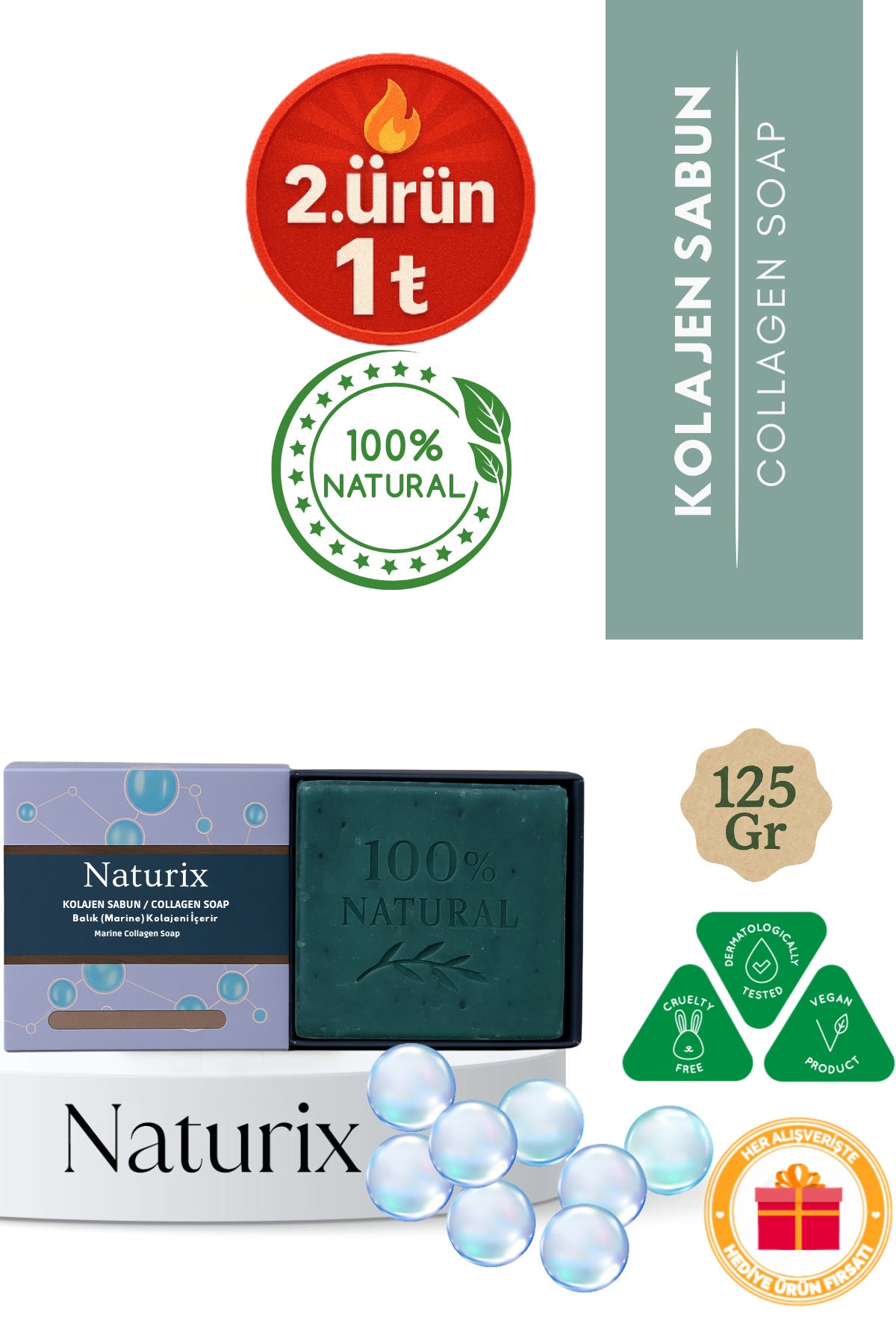 Kolajen Sabunu 125 gr | Kırışıklık Önleyici, Yaşlanma Karşıtı Ve Canlandırıcı
