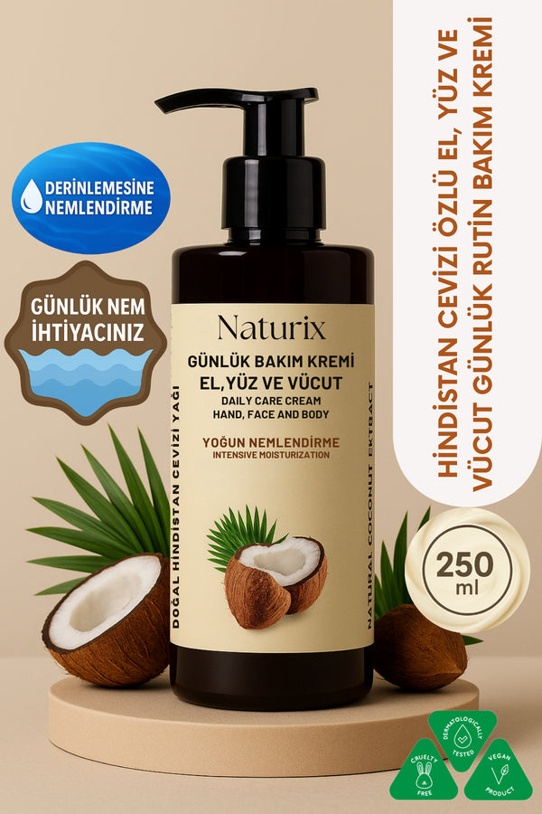 Hindistan Cevizi Özlü El, Yüz Ve Vücut Bakım Kremi 250 ml | Nemlendirici Ve Onarıcı Vücut Losyonu