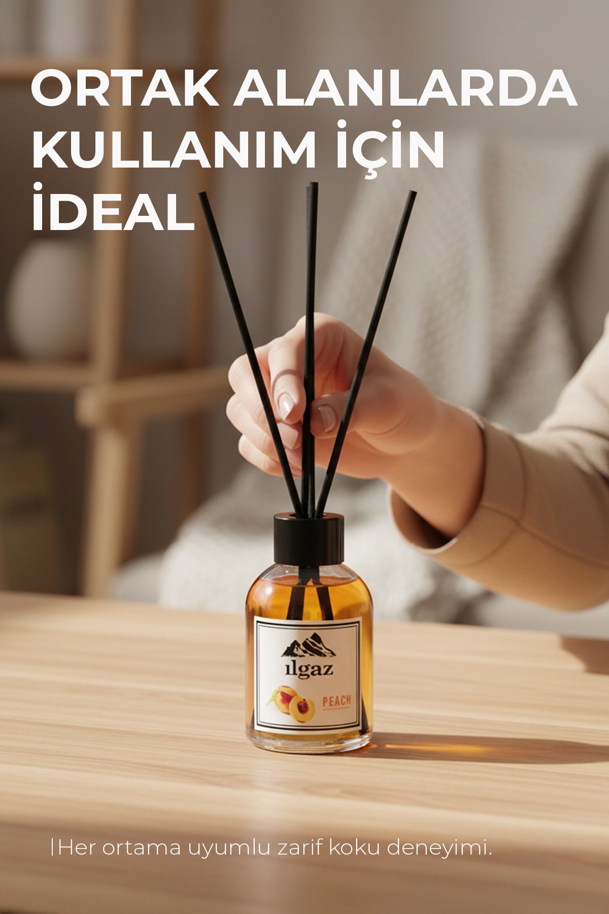 Şeftali Bambu Çubuklu Oda Kokusu 110 ml | Red Diffuser Peach Meyveli Ortam Kokusu
