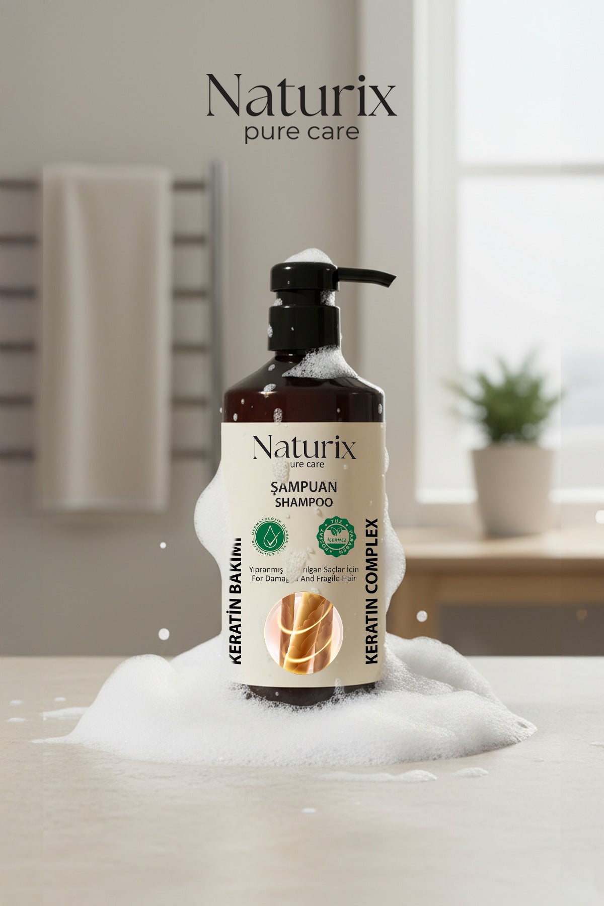 Keratin Şampuanı - Yıpranmış Saçlar Için Paraben, Tuz Içermeyen Keratinli Şampuan 600ml
