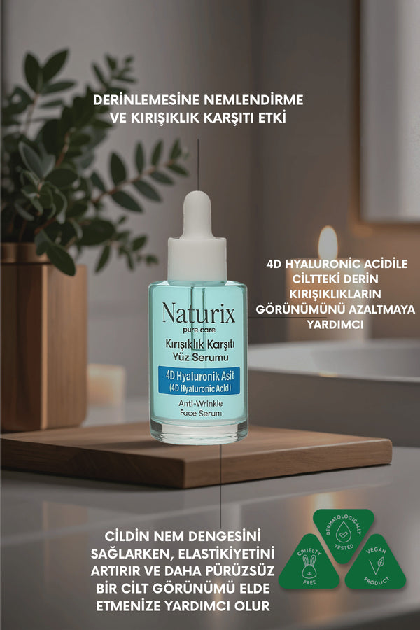 Kırışıklık Karşıtı Yüz Serumu | 4D Hyaluronic Acid | Derin Nemlendirme & Cilt Yenileme 30 ml